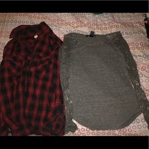 Flannel & A long sleeve lace shirt